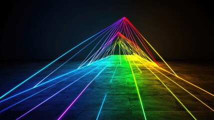 Abstract rainbow laser light tunnel