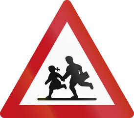 Road warning sign in Israel - Children