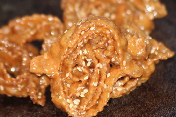 Chebakia Close Up, Traditional Moroccan Pastry