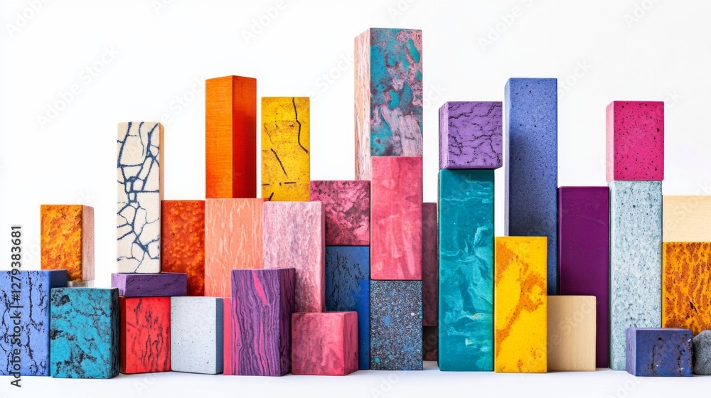 Wall mural vibrant abstract blocks create a striking visual landscape. these colorful shapes capture attention 