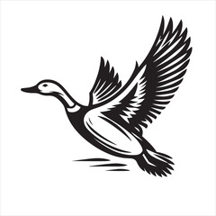 vector duck flying, sitting and howling