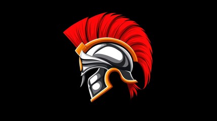 Digital Spartan Greek gladiator helmet armor flat vector icon