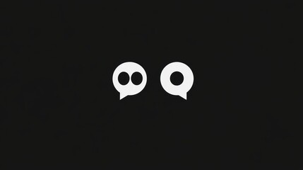 Abstract Minimalist Design: Dual Speech Bubbles on Black Background