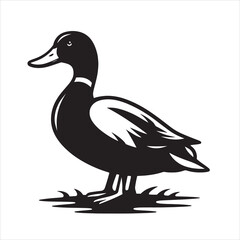 vector duck flying, sitting and howling
