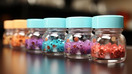 Colorful Glitter Jars: A Festive and Decorative Arrangement