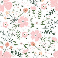 seamless pink white floral pattern