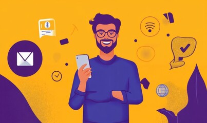 Business Lead Generation Digital Marketing Media Technology, Businessman Holding Mobile Phone, Attracting Customers with Digital Marketing Strategies