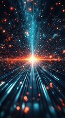 Obraz premium Dynamic light beams create a stunning visual effect resembling cosmic energy in a dark space