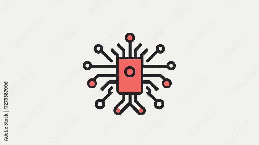Wall mural abstract microchip circuit board network technology icon