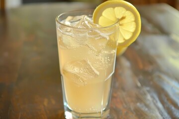 Refreshing ginger ale fizz with lemon home bar beverage photography cozy close-up