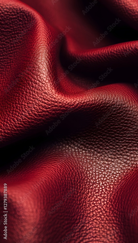 Poster red leather showing textures and soft curves in detail
