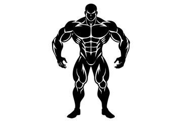 body builder man black silhouette