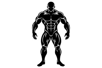 body builder man black silhouette
