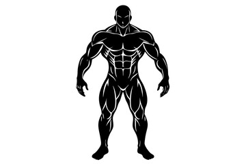 Fototapeta premium body builder man black silhouette
