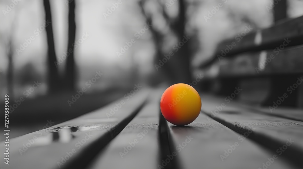 Poster a monochrome world, except for one brightly colored object in focus