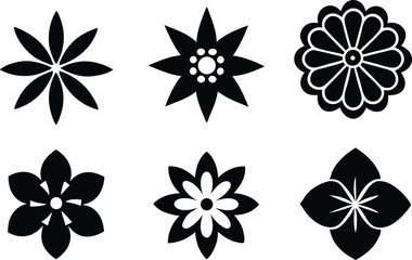 black and white flower icons vector illustration