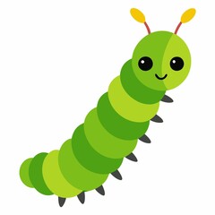 green caterpillar on a white background