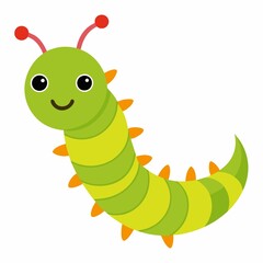 green caterpillar on a white background
