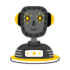 Robot scanning machine illustration in flat style