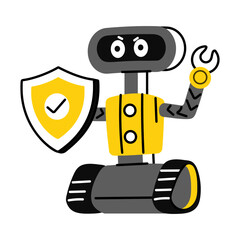 A flat style illustration of security robot