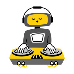 A flat style illustration of dj robot