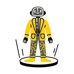 A flat style illustration of robot fashion