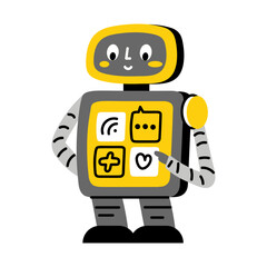 A flat style illustration of cute ai bot