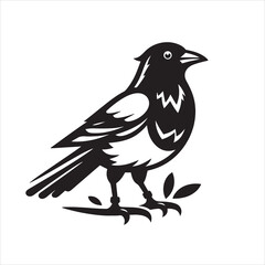 Vector magpie silhouette black and white