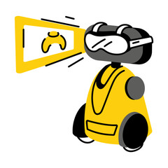 Vr robot technology illustration in flat style