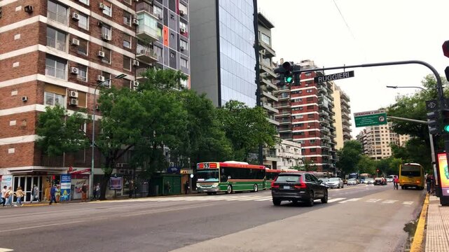Heavy traffic at avenue in Buenos Aires, Argentina. South America. Federal capital.