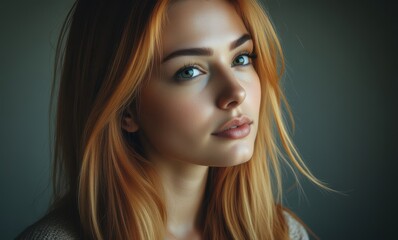 Portrait of a young woman with long hair