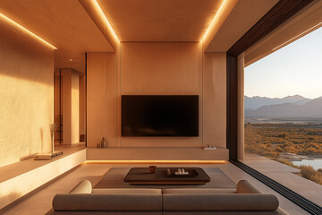 Desert Sunset Living Room Minimalist Design