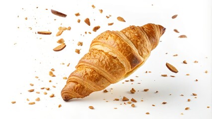 Croissant Crumb Explosion Dynamic Food Photography, White Background, Bakery, Pastry, Food Styling Bakery, Food Photography