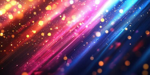 Fototapeta premium Colorful light streaks create a mesmerizing background filled with vibrant bokeh effects at night