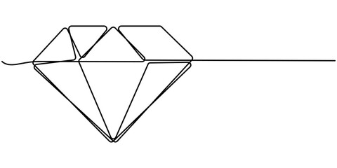 Continuous Line Drawing of Diamond Icon. Hand Drawn Symbol Vector Illustration, Continuous Line Drawing of Diamond Icon. Hand Drawn Symbol Vector Illustration, One Continuous Line Drawing of Core. 