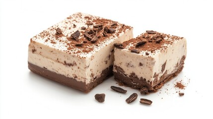 Two delectable cake slices topped with rich chocolate icing, enticingly presented on a delicate plate.