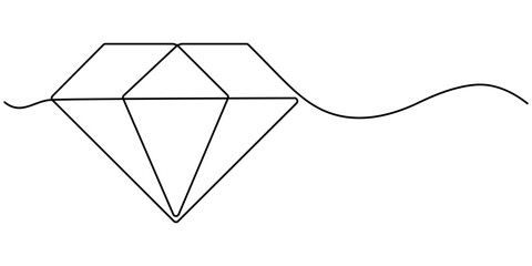 Continuous Line Drawing of Diamond Icon. Hand Drawn Symbol Vector Illustration, Continuous Line Drawing of Diamond Icon. Hand Drawn Symbol Vector Illustration, One Continuous Line Drawing of Core. 