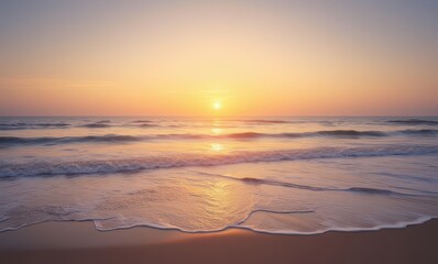 Beautiful sunset over calm ocean waves