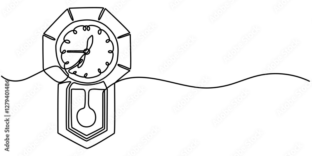 Poster continuous line drawing of time management icon. hand drawn symbol vector illustration, continuous o