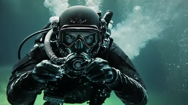 Underwater Combat Diver: A Close-Up View of a Navy Seal