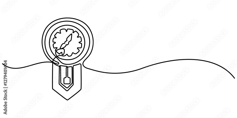 Poster continuous line drawing of time management icon. hand drawn symbol vector illustration, continuous o