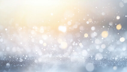 A blurry picture of snow falling gently on a sunny day