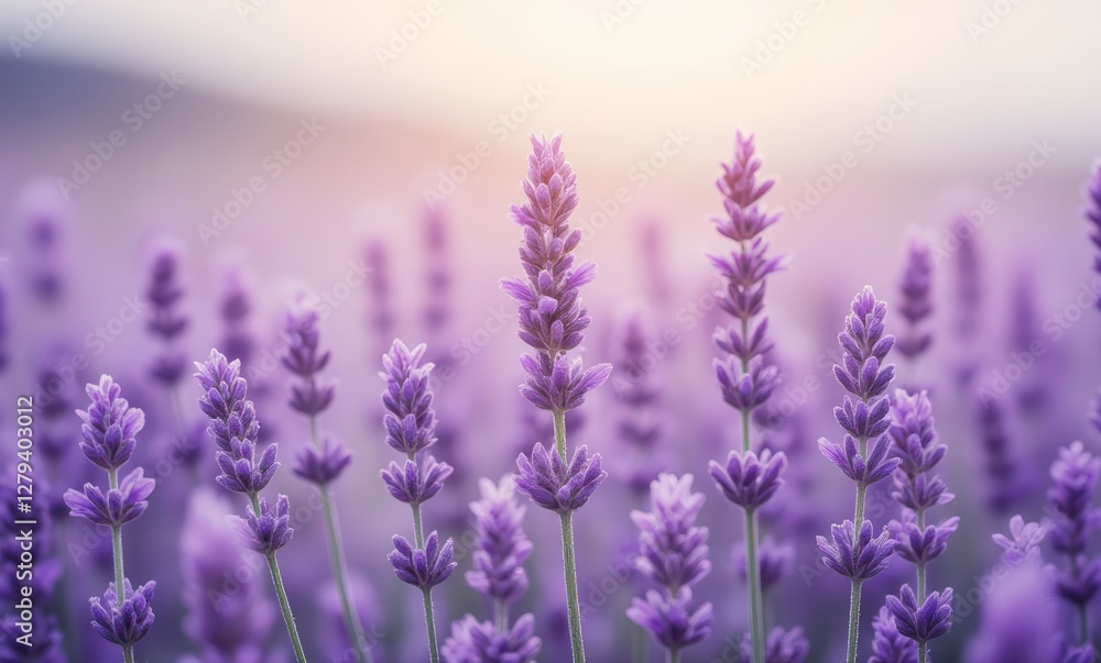 Canvas Prints Lavender field at sunset, soft purple hues