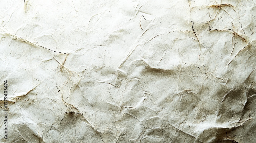 Poster crumpled textured paper background showcasing subtle creases and natural fibers for design use