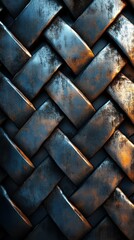 Woven metallic texture with contrasting light and shadow showcasing intricate patterns and details