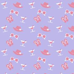 seamless pattern with sunglasses and hats, vector illustration, eps 10