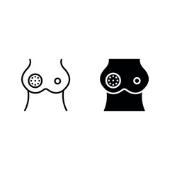 Breast cancer icon set color editable on white background