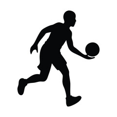 Silhouette of a Basketball Player Slam Dunking on a White Background