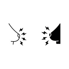 Breast pain icon set color editable on white background