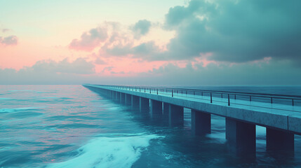 Obraz premium A phantom bridge extending over the ocean, leading to nowhere